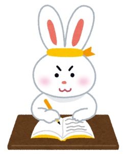 勉強するウサギ